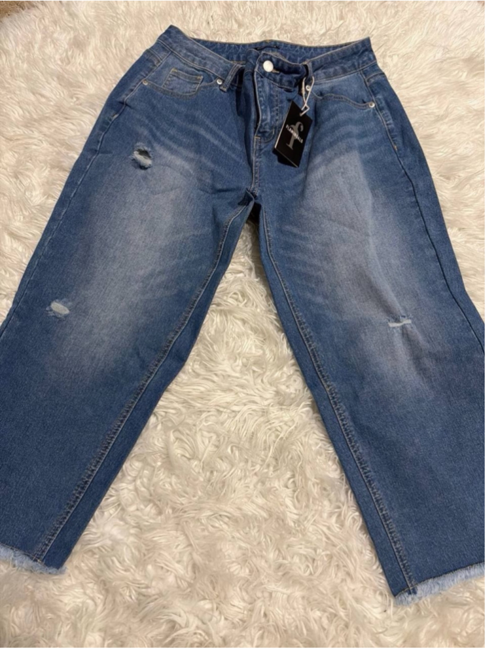 Flamingals medium-wash cropped denim jeans L